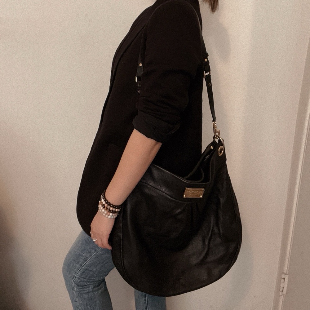 Marc Jacobs Black Leather Hobo Bag Purse Crossbody Shoulder